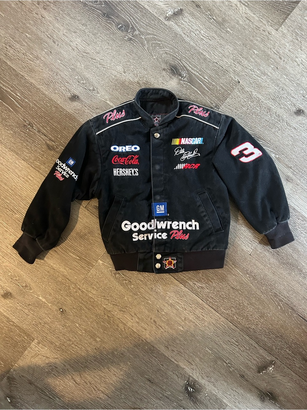 Kids Small Nascar Dale Earnhardt Jh Design Goodwrench Black Racing Bomber Jacket